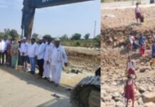 नागेश्वर मंदिर धाकटी नदीवरील नुतन पुलाचे नगरपरिषदेच्या वतीने भूमिपूजन सहा महिन्यांपुर्वी अतिवृष्टीमुळे कोसळला होता पुल