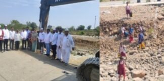 नागेश्वर मंदिर धाकटी नदीवरील नुतन पुलाचे नगरपरिषदेच्या वतीने भूमिपूजन सहा महिन्यांपुर्वी अतिवृष्टीमुळे कोसळला होता पुल