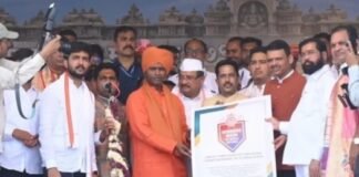 अहिल्यानगरमध्ये इतिहास घडला! 5 लाख 25 हजार 511 भाविकांचे एकाच वेळी “वंदे मातरम्” गायन, विश्वविक्रम प्रस्थापित, सरला बेटाच्या रामगिरी महाराजांच्या सप्ताहात राष्ट्रभक्तीचा महासागर